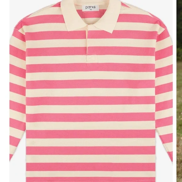 PARKE Stripe Rugby. Flamingo Size L /XL. NWT - Picture 3 of 7